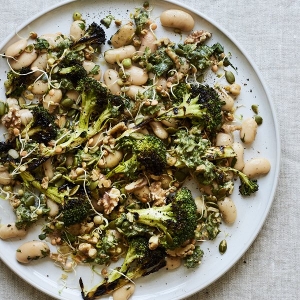 Grilled broccoli & butter bean salad